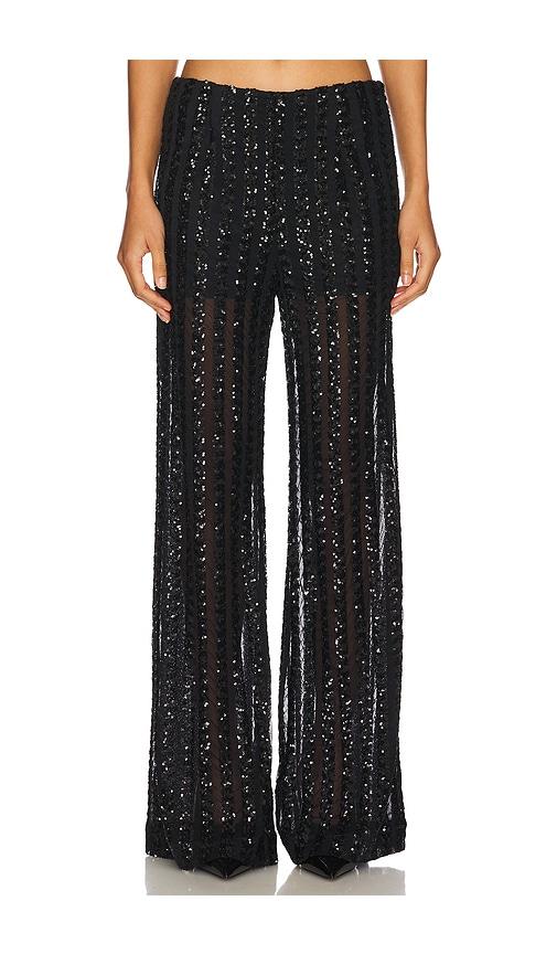 SANS FAFF Striped Sequin Trousers in Black by SANS FAFF