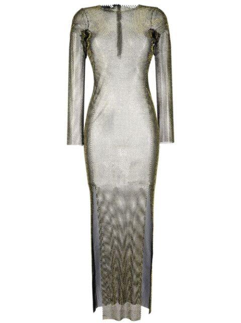Diamonds rhinestone-embellished mesh maxi dress by SANTA BRANDS