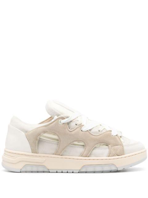 panelled padded leather sneakers by SANTHA