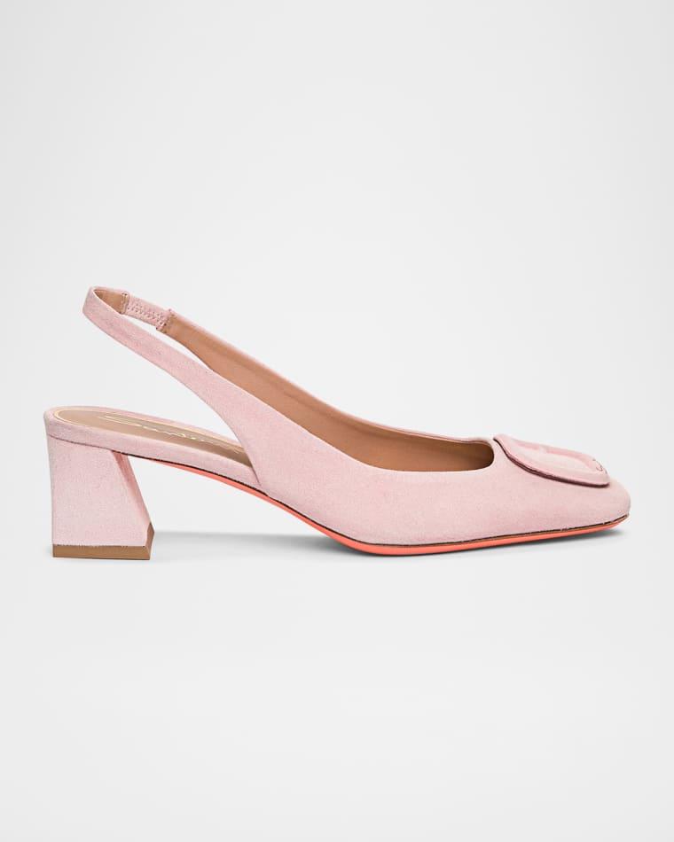 50mm Buckle Suede Slingback Pumps by SANTONI