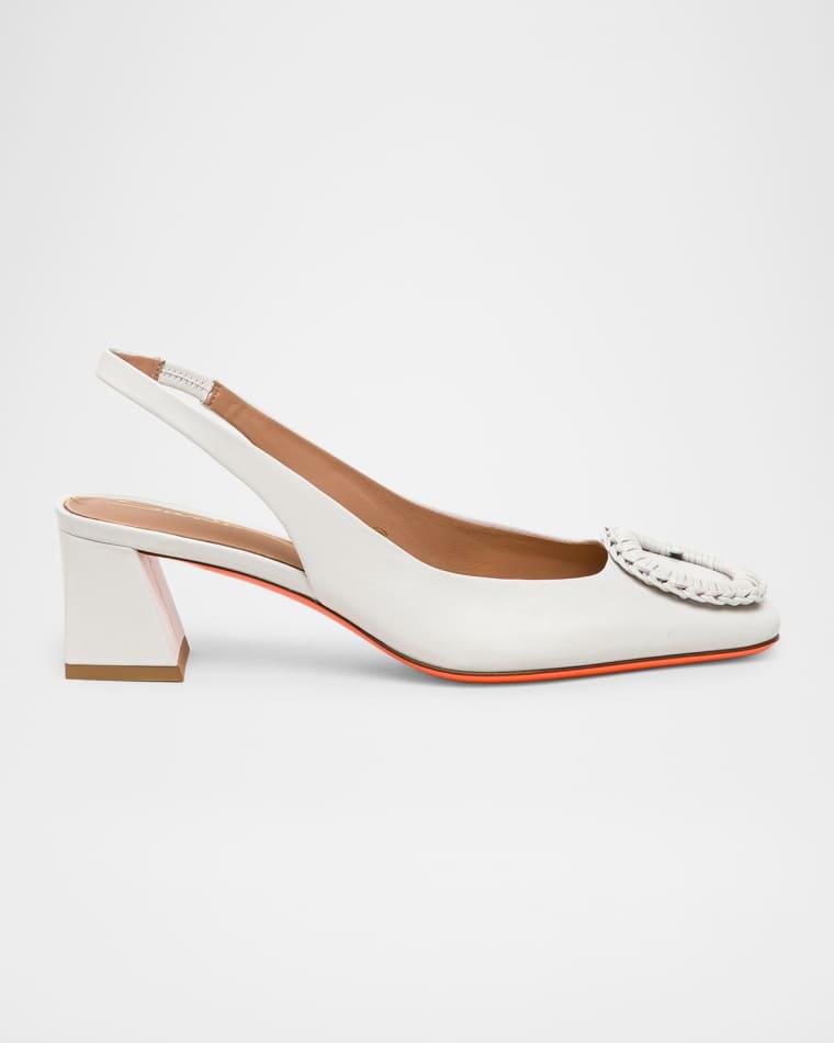 50mm Corolle Leather Slingback Buckle Pumps by SANTONI