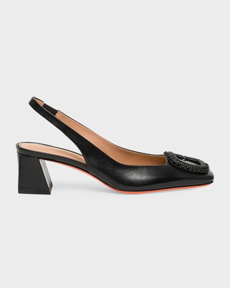 50mm Corolle Leather Slingback Buckle Pumps by SANTONI
