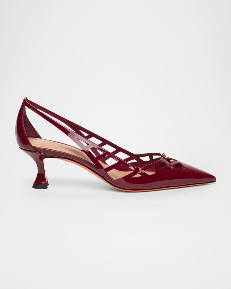 55mm Cut-Out Patent Leather Kitten-Heel Pumps by SANTONI