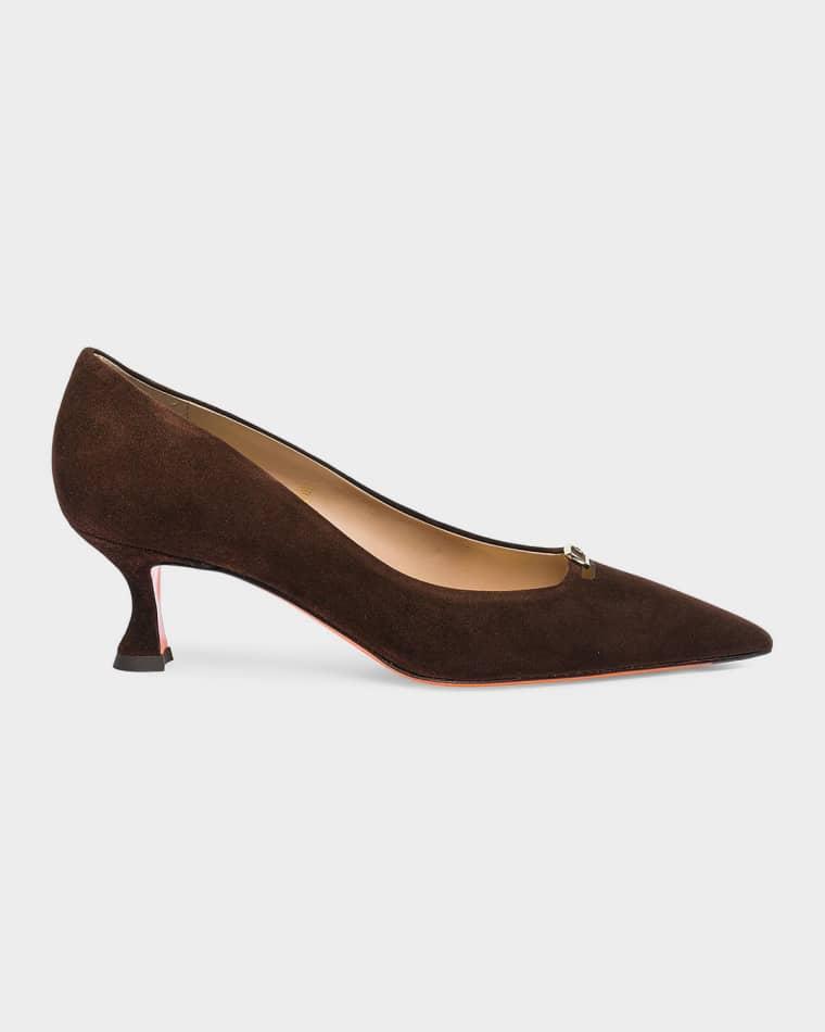 55mm Sabine Suede Buckle Pumps by SANTONI