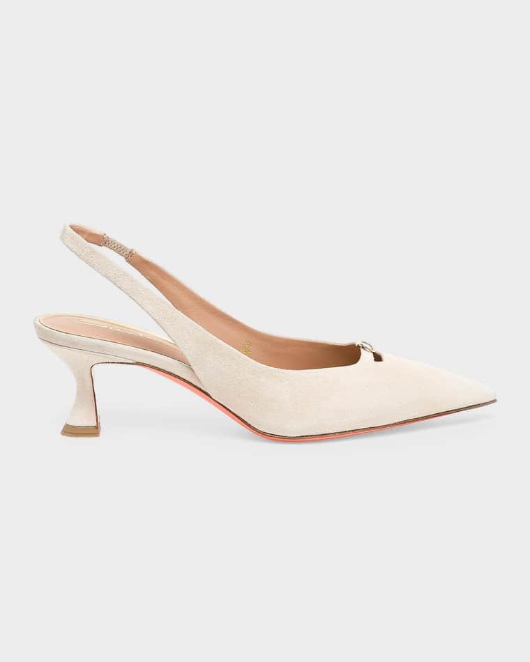 55mm Sabine Suede Buckle Pumps by SANTONI