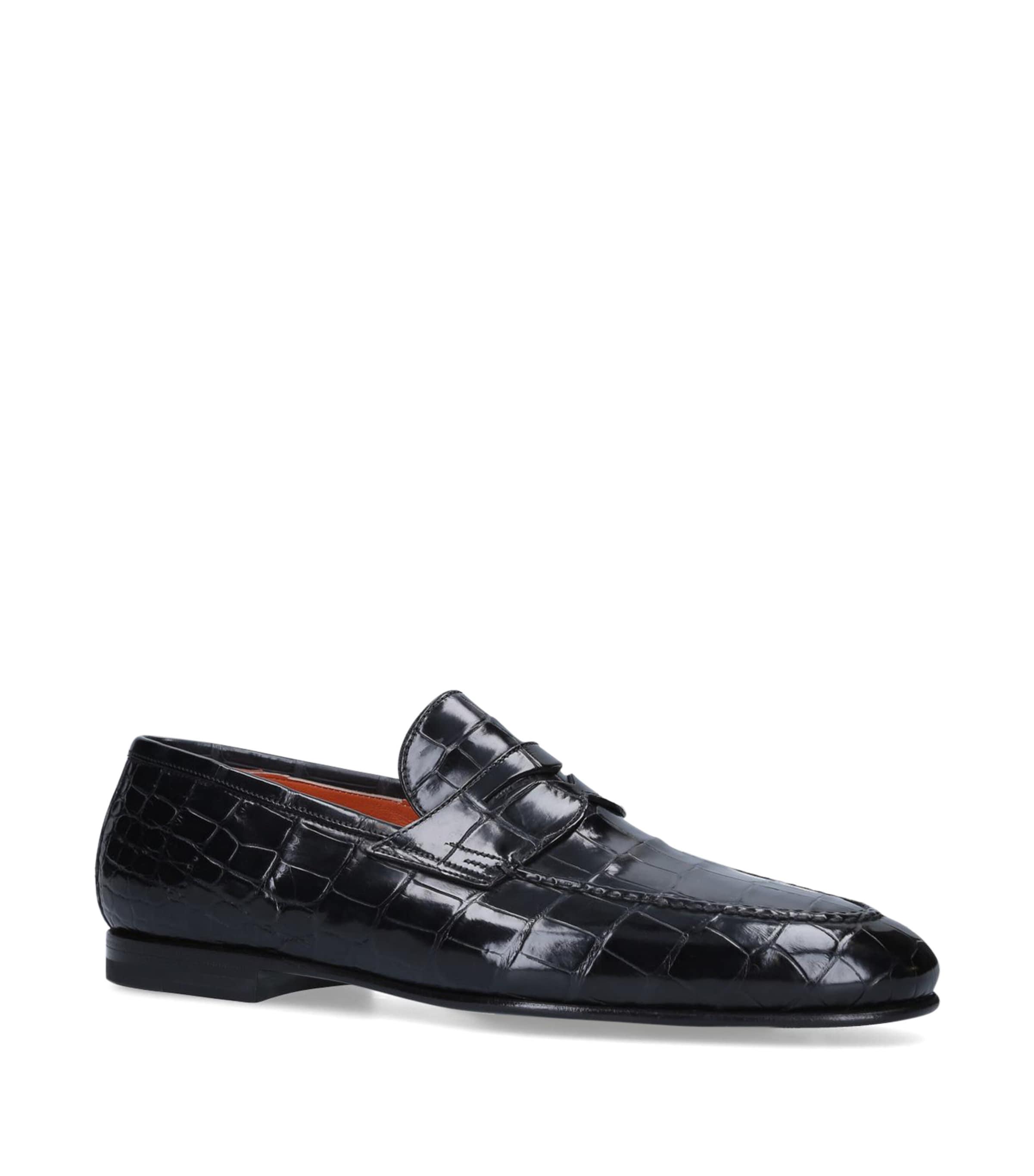 Crocodile Penny Loafers by SANTONI