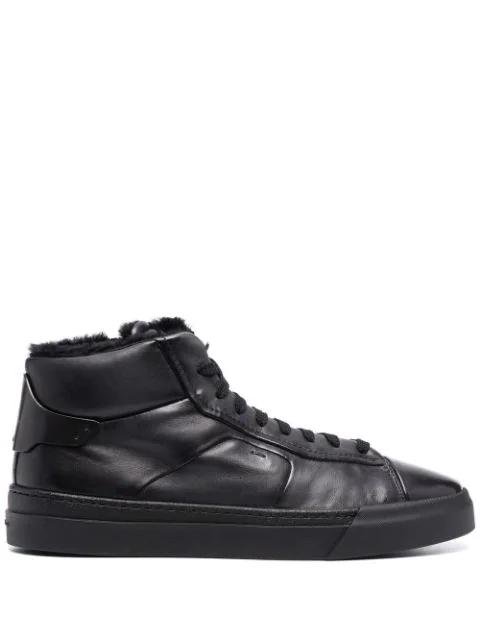 Lace-up high-top leather sneakers by SANTONI