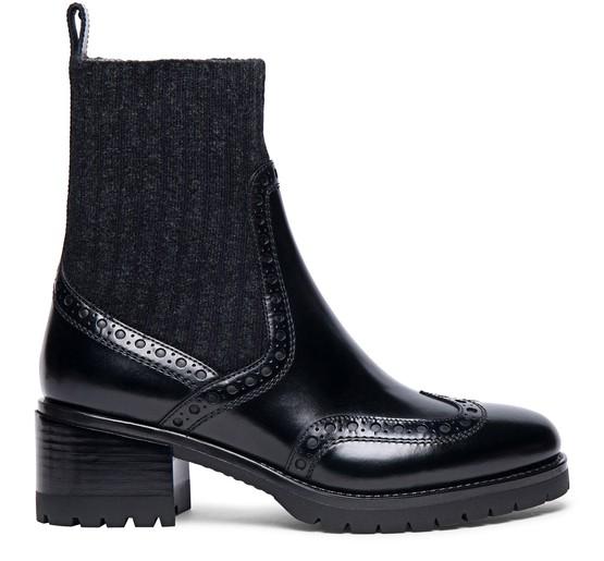 Leather low-heel brogue ankle boots by SANTONI
