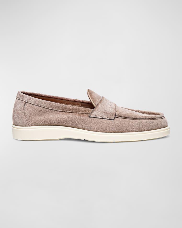 Men's Detroit Suede Rubber-Sole Penny Loafers by SANTONI