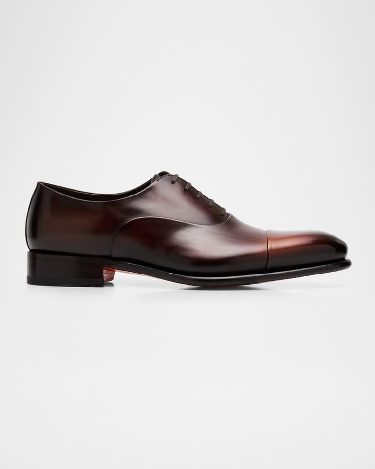 Men's Isaac Cap-Toe Leather Oxford Shoes by SANTONI