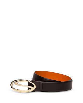 Men's Leather Logo Buckle Belt by SANTONI