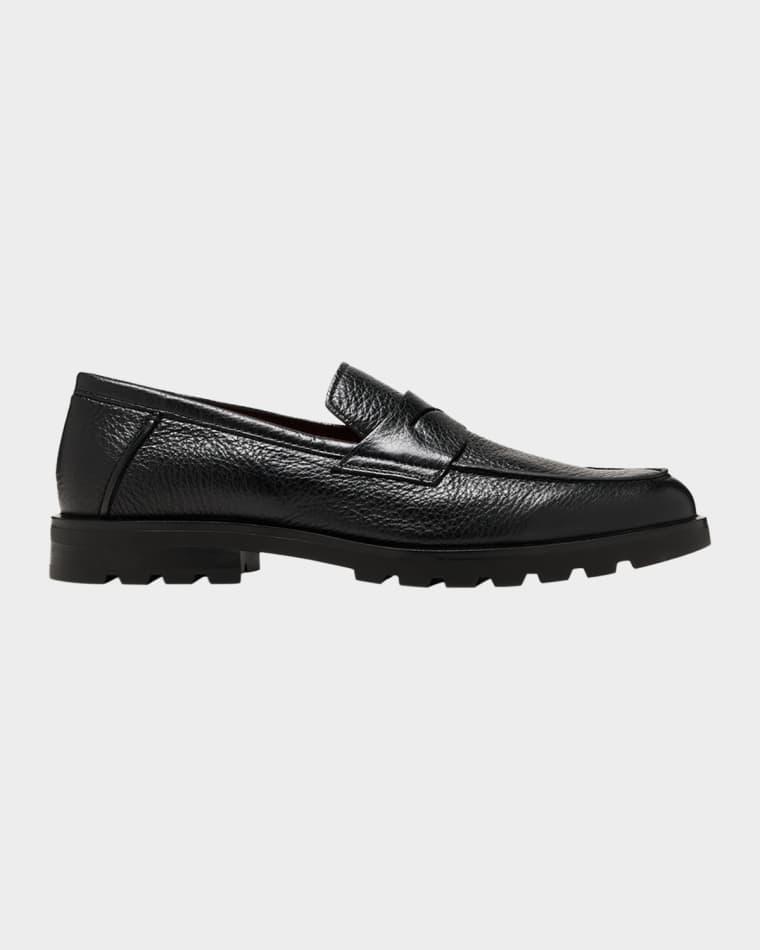 Men's Rock Deerskin Lug-Sole Penny Loafers by SANTONI