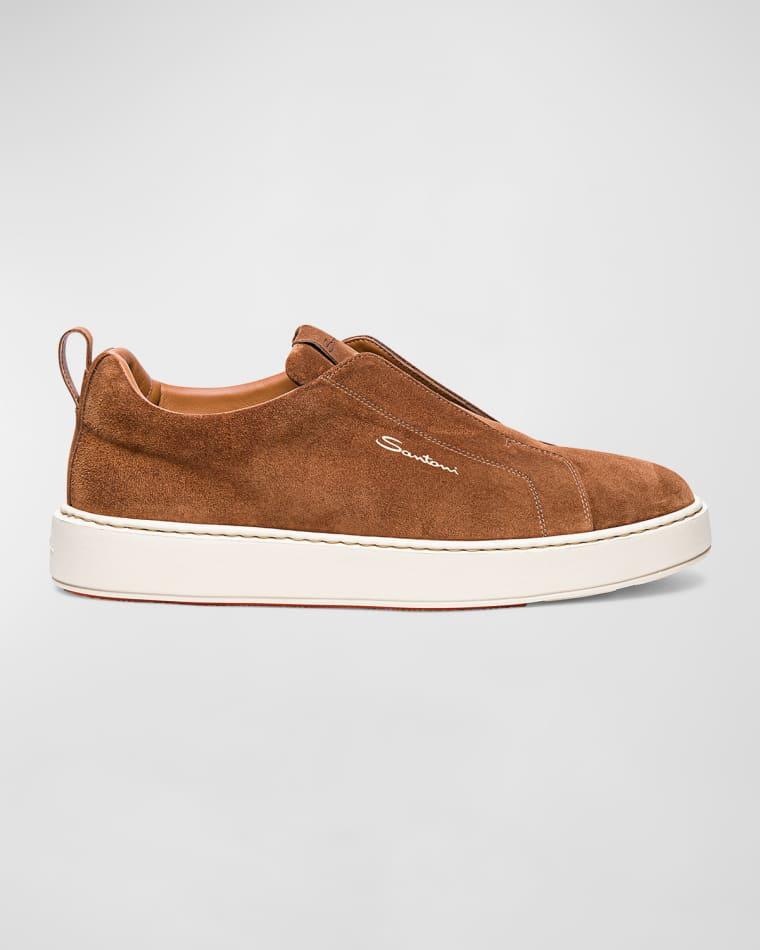 Men's Suede Low-Top Slip-On Sneakers by SANTONI