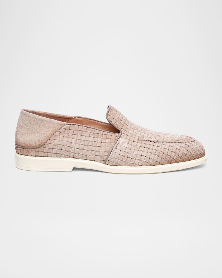Men's Theo Woven Suede Loafers by SANTONI