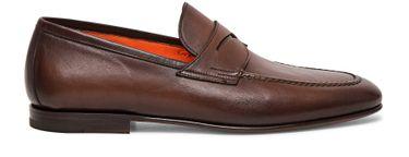 Men's polished leather penny loafer by SANTONI