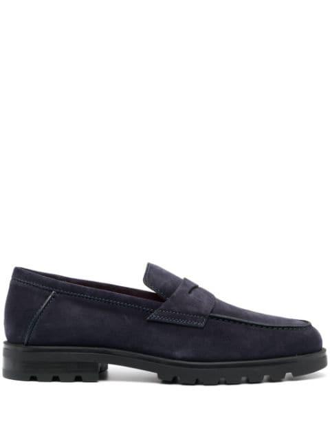 Rock penny-slot suede loafers by SANTONI