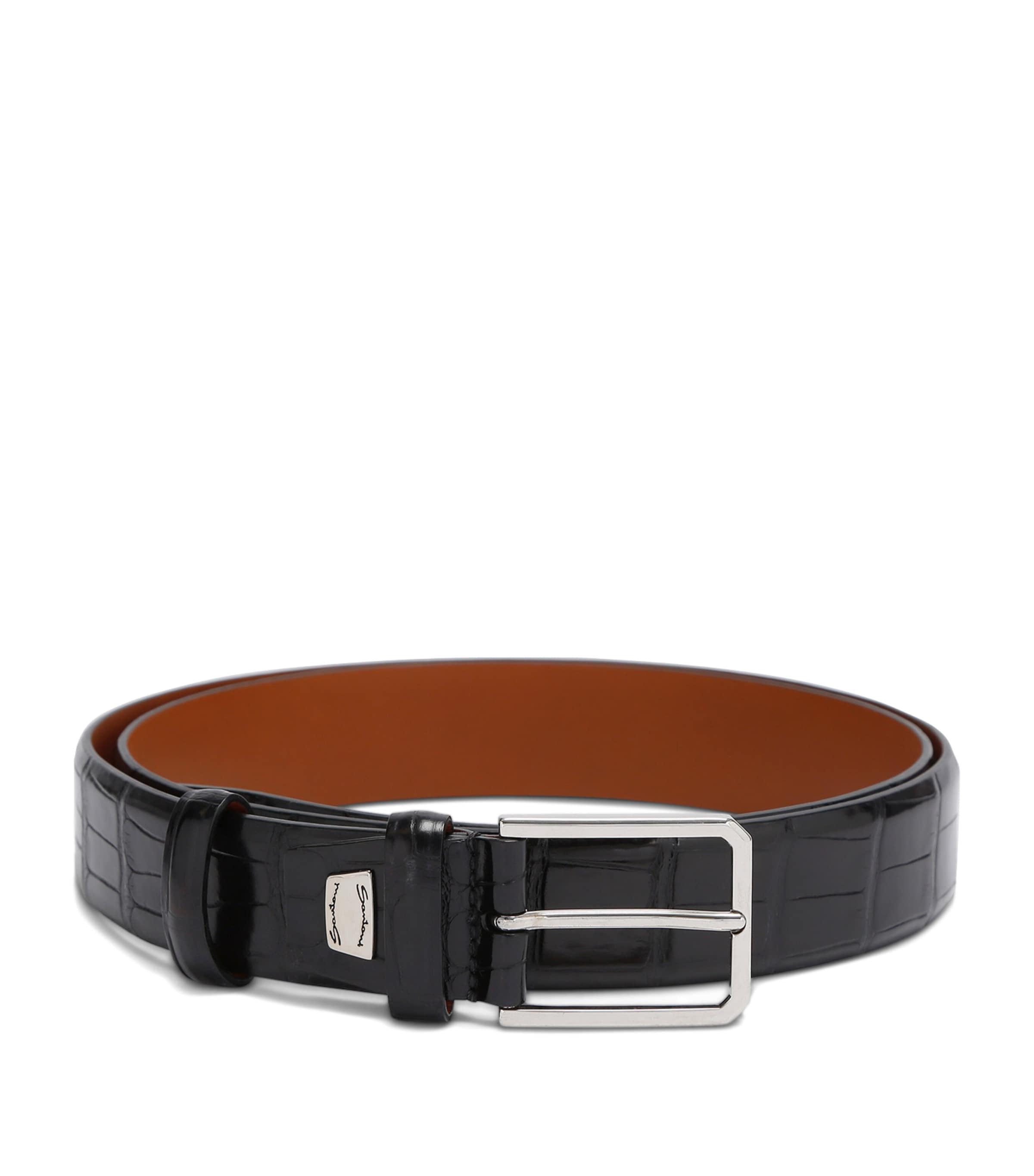 Santoni Crocodile Leather Belt by SANTONI