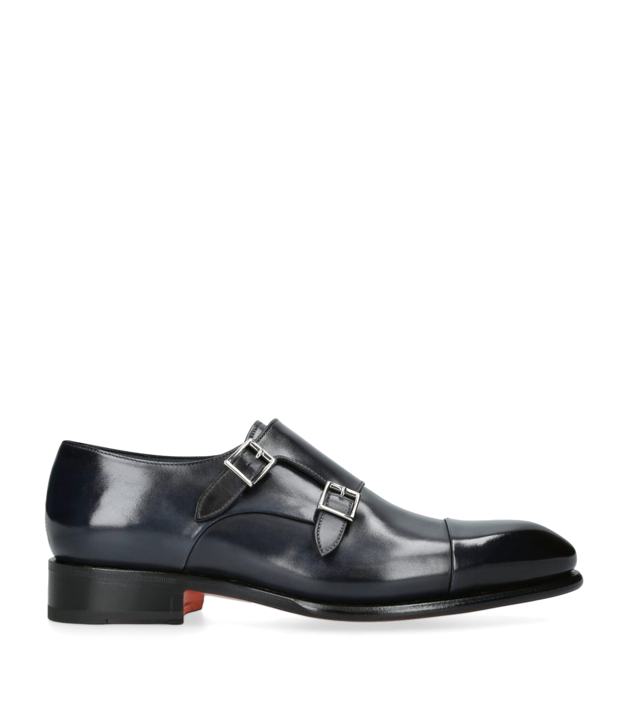 Santoni Leather Carter Monk Shoes by SANTONI