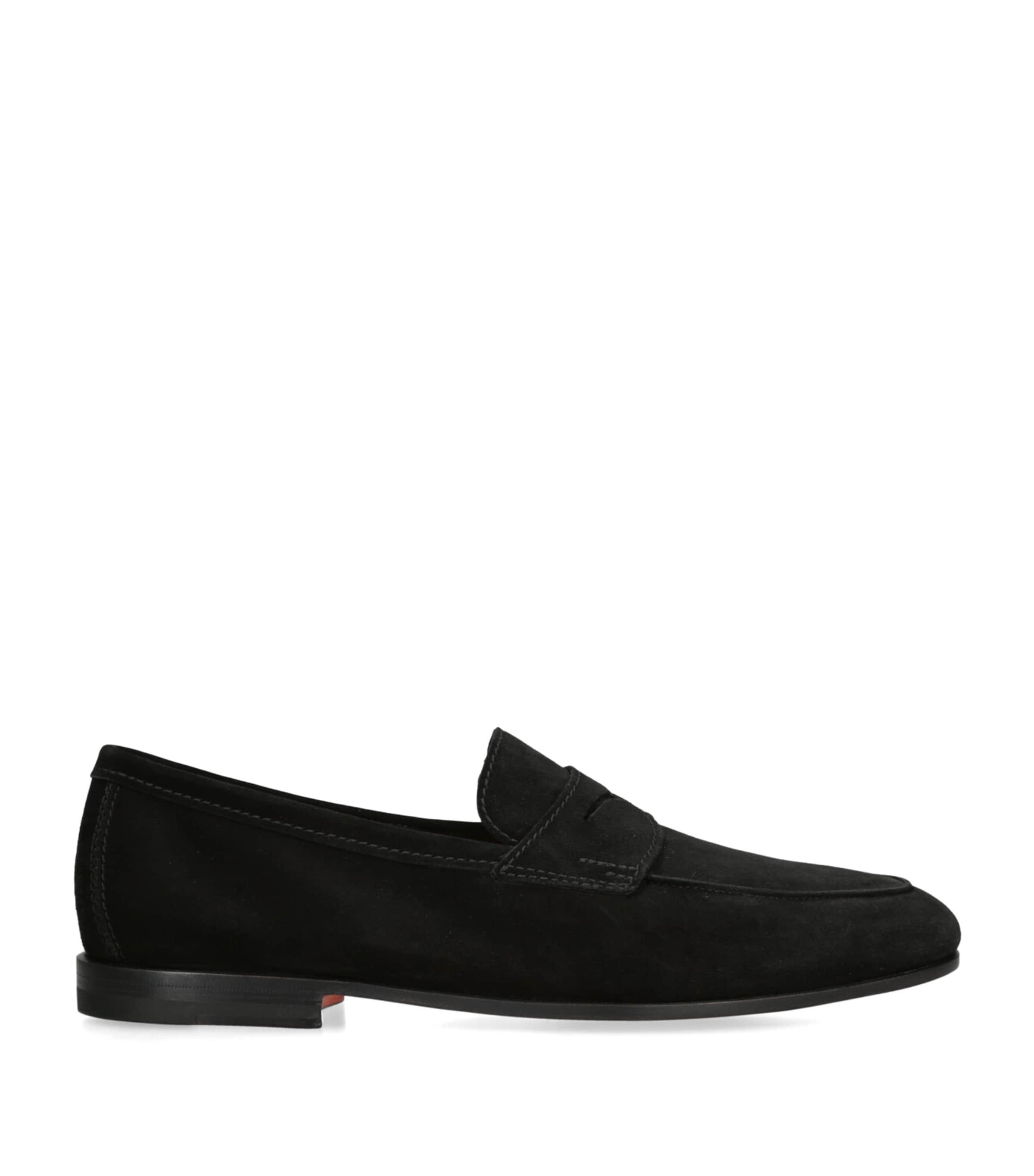 Santoni Suede Carlos Penny Loafers by SANTONI