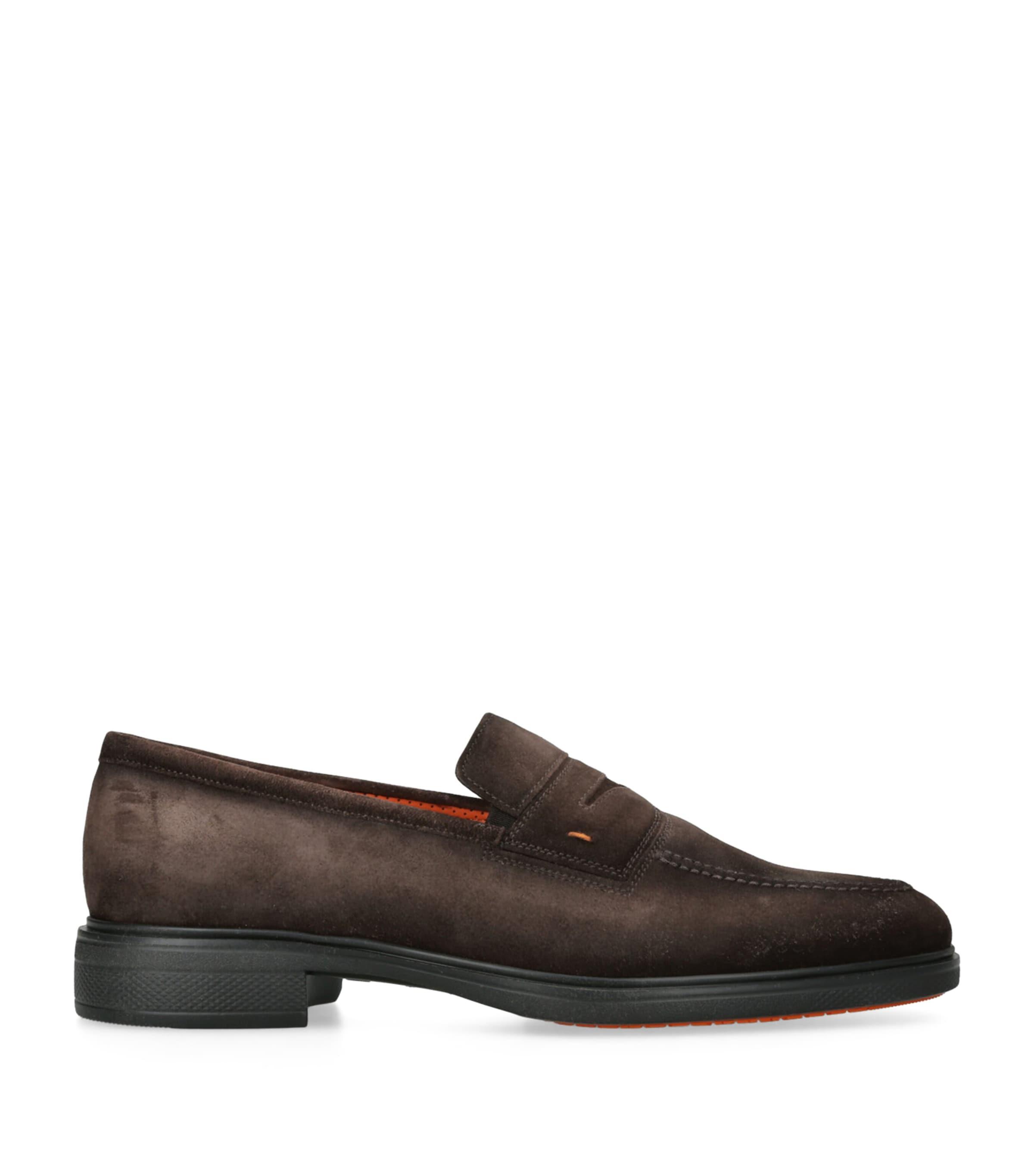 Santoni Suede Easy Penny Loafers by SANTONI