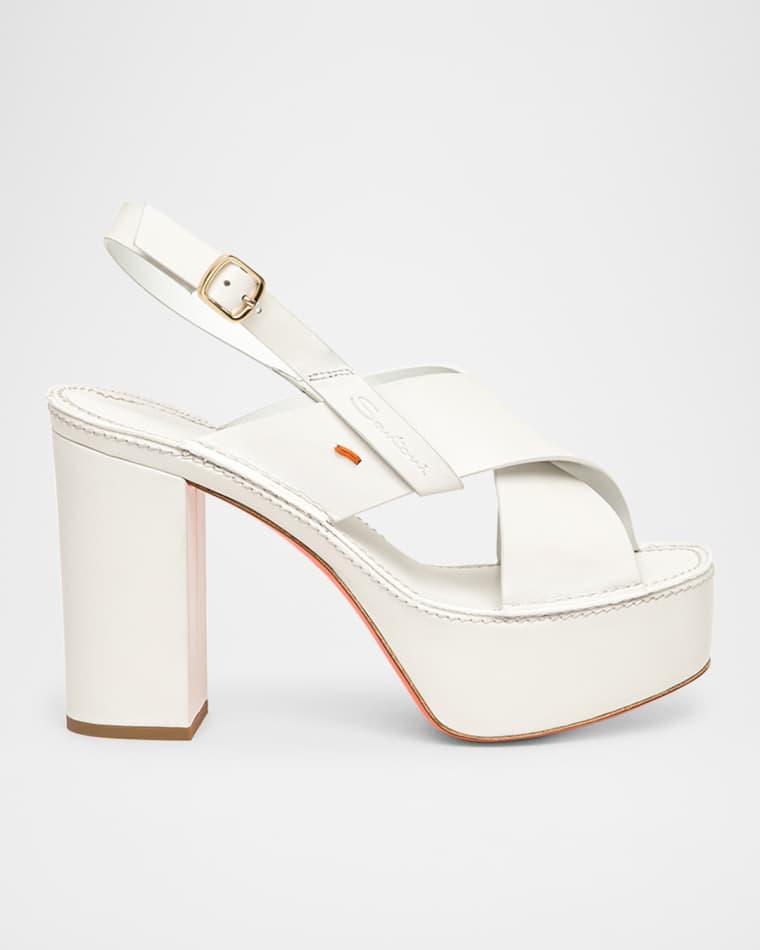 Tropez Leather Crisscross Platform Sandals by SANTONI