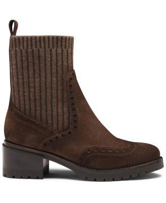 Women's Ferret Suede Low-Heel Ankle Bootie by SANTONI