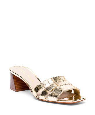 Women's Laminated Leather Mid-heel Beyond Sandals by SANTONI