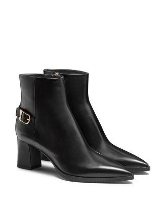 Women's Leather Mid-Heel Ankle Boot with Decorative Buckle by SANTONI