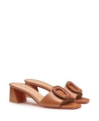 Women's Leather Mid-Heel Sandal by SANTONI