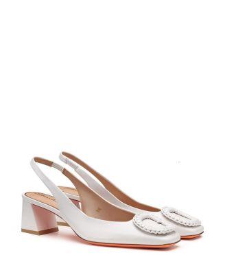 Women's Leather Mid-Heel Slingback Pumps by SANTONI