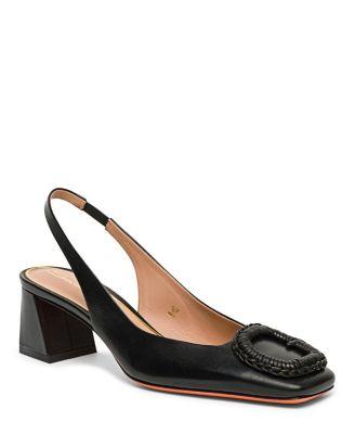 Women's Leather Mid-Heel Slingback Pumps by SANTONI