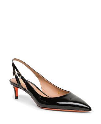 Women's Patent Leather Mid-Heel Slingback by SANTONI