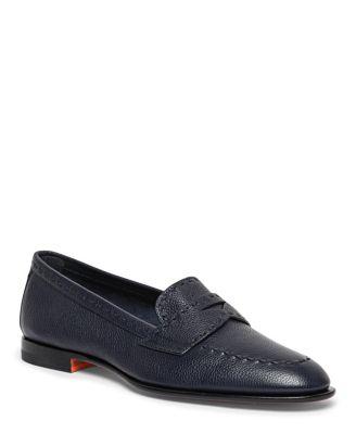 Women's Tumbled Leather Penny Loafer by SANTONI