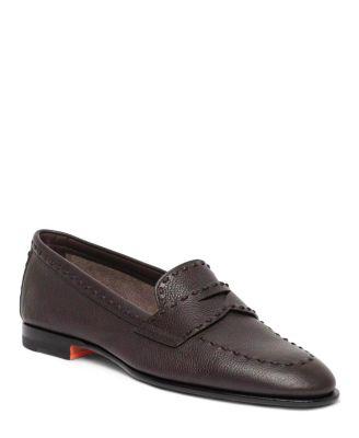 Women's Tumbled Leather Penny Loafer by SANTONI