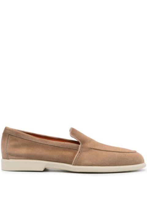 almond suede loafers by SANTONI