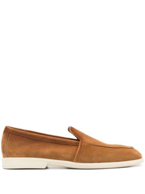 almond suede loafers by SANTONI
