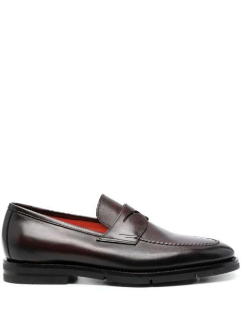 almond-toe leather penny loafers by SANTONI