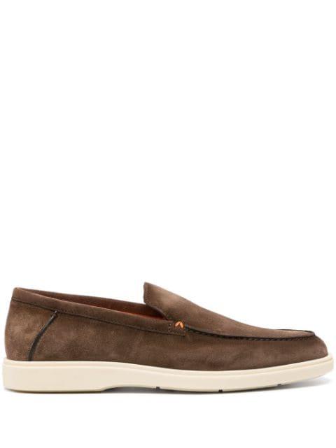 almond-toe suede loafers by SANTONI