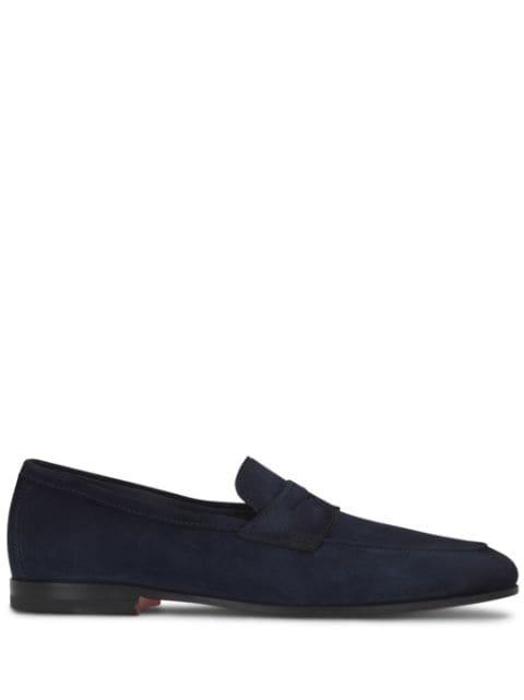 apron-toe suede penny loafers by SANTONI