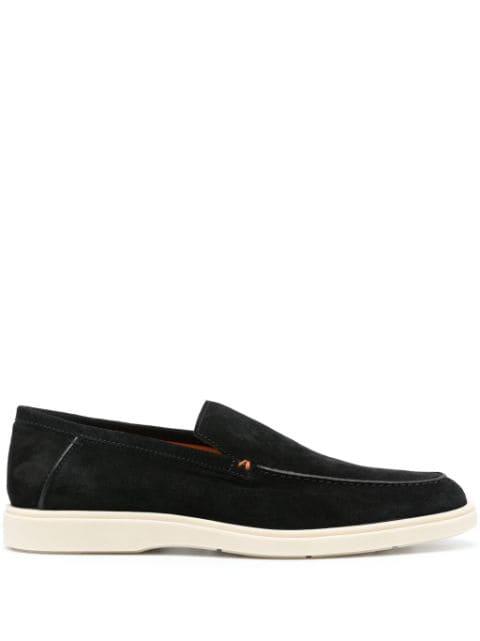 contrast-stitching suede loafers by SANTONI