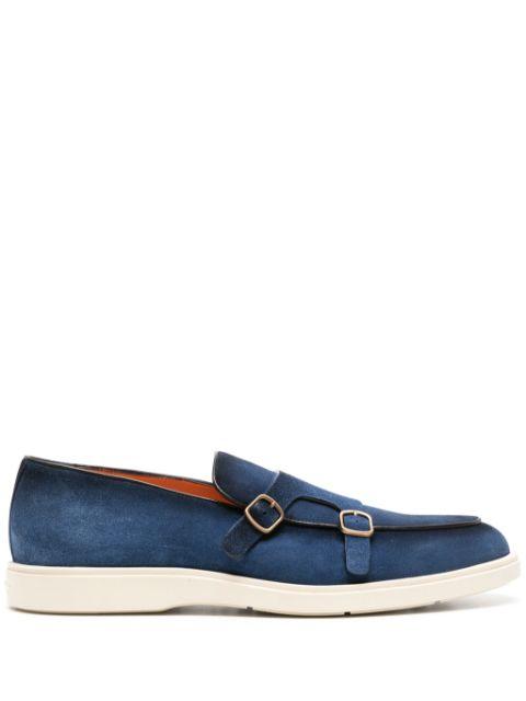 double-buckle suede loafers by SANTONI