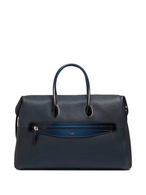 double-zip leather travel bag by SANTONI