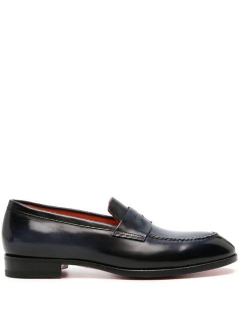 faded leather penny loafers by SANTONI