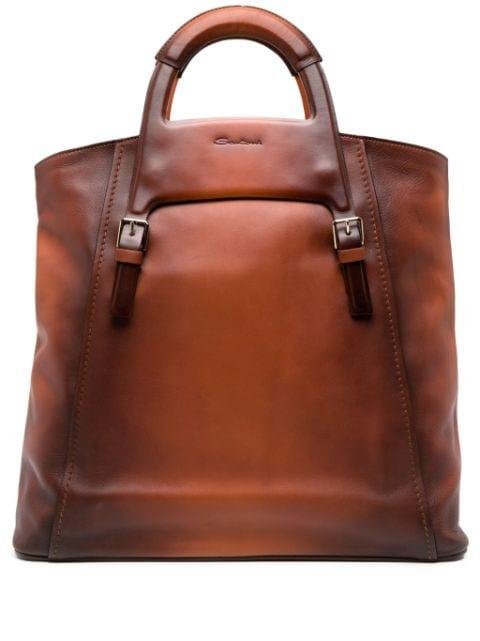 flat-handles leather handbag by SANTONI