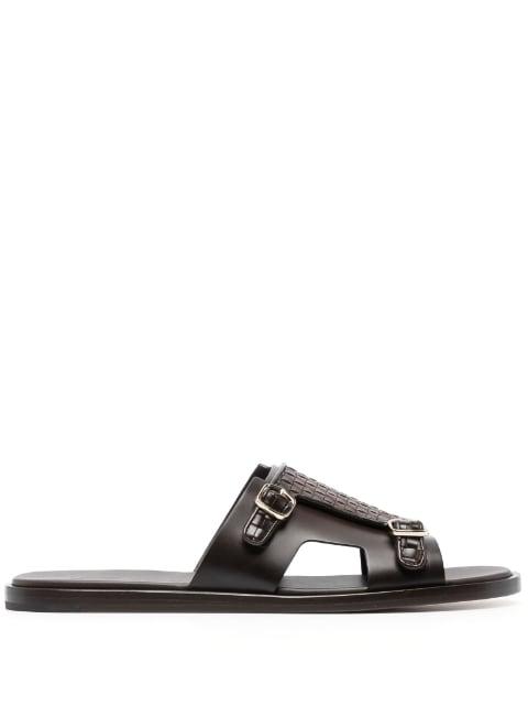 interwoven-strap flat leather sandals by SANTONI