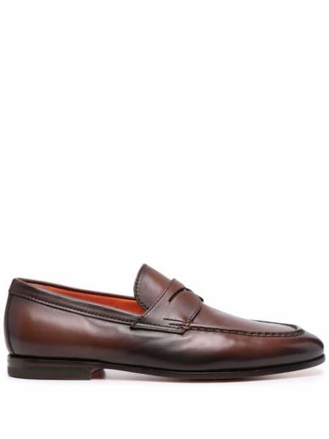 leather flat loafers by SANTONI