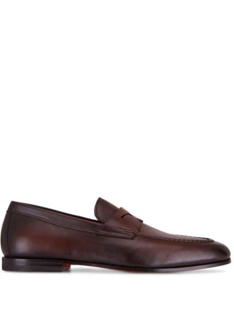leather penny loafers by SANTONI