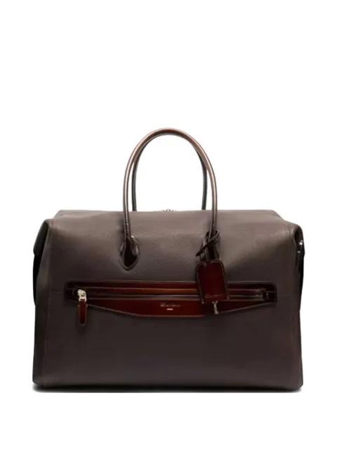 leather top-handle travel bag by SANTONI