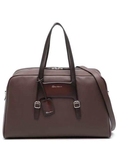 logo-stamp leather holdall by SANTONI