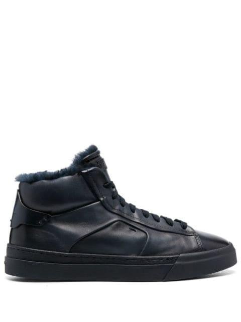 panelled high-top leather sneakers by SANTONI